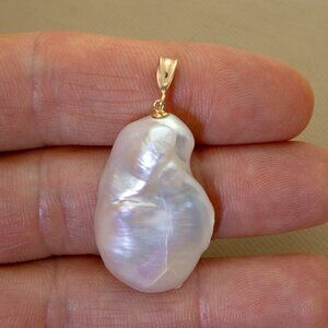 Natural Freshwater Pearl Pendant with Gold-Filled Bail, Modern Pearl Pendant
